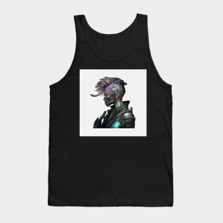 Cyberpunk Female Metal Face Sticker Tank Top